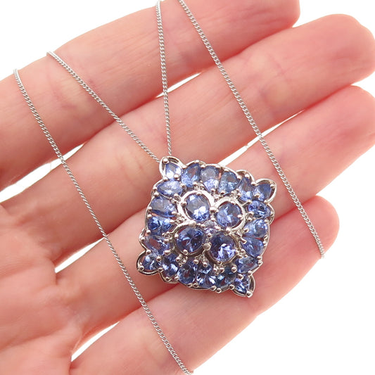 Chuck Clemency 925 Sterling Silver Real Tanzanite Cuban Chain Necklace 20"