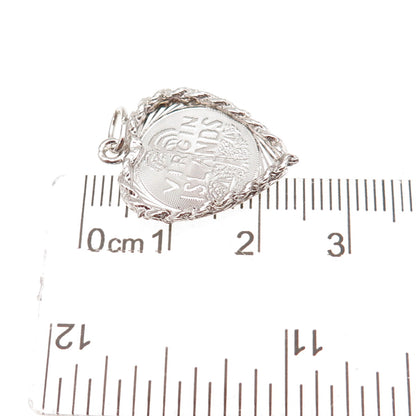 Crea 925 Sterling Silver Vintage Virgin Islands Heart Charm Pendant