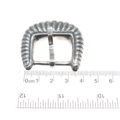 925 Sterling Silver Vintage Mexico Ribbed Oxidized Belt Buckle