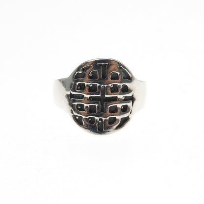 925 Sterling Silver Vintage Celtic Knot Oxidized Ring Size 7.25