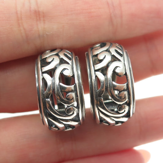 925 Sterling Silver Vintage Ornate Clip On Earrings