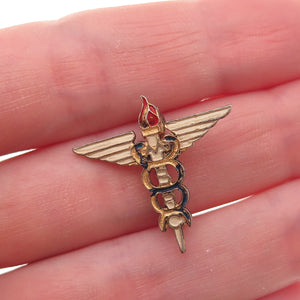 AE Co. 925 Sterling GP Antique WWII Enamel Medical Services Respiratory Care Pin