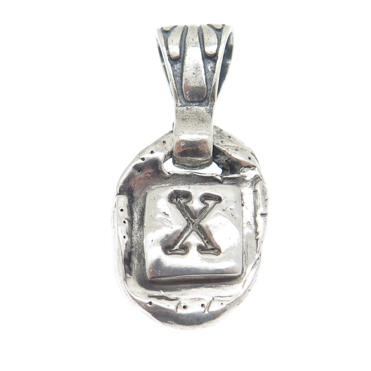 M.T. DESIGNS 925 Sterling Silver Vintage Letter "X" Initial Amulet Pendant