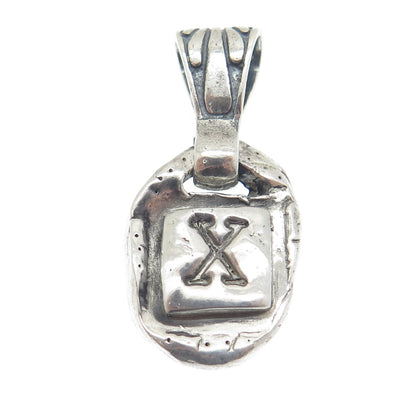 M.T. DESIGNS 925 Sterling Silver Vintage Letter "X" Initial Amulet Pendant