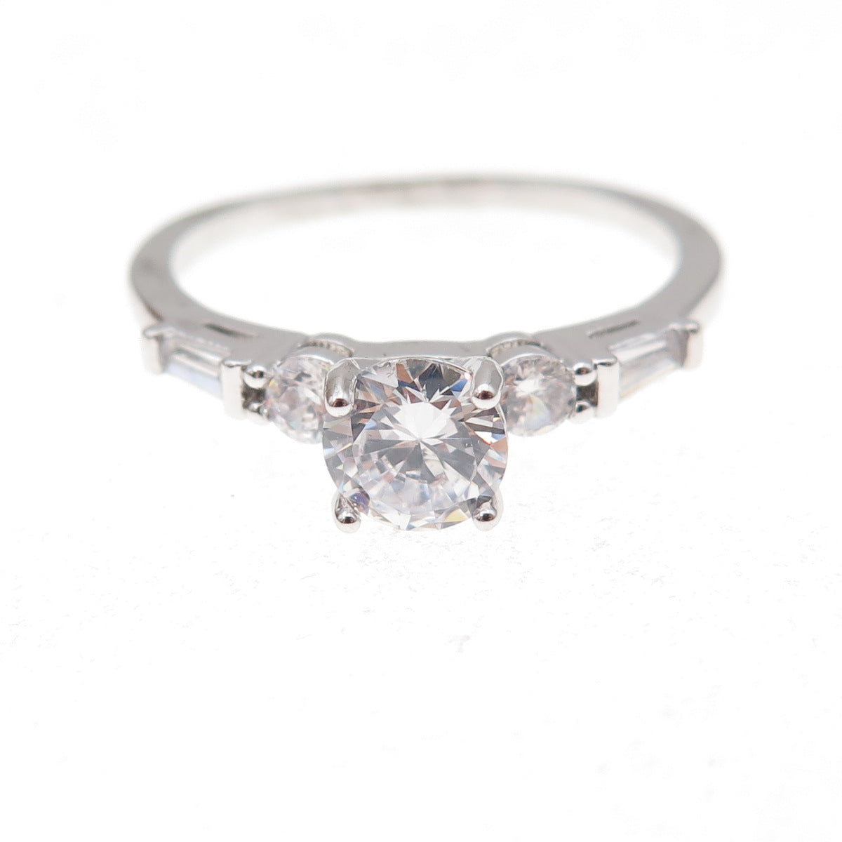 925 Sterling Silver Multi-Cut C Z Engagement Ring Size 10