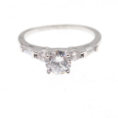 925 Sterling Silver Multi-Cut C Z Engagement Ring Size 10