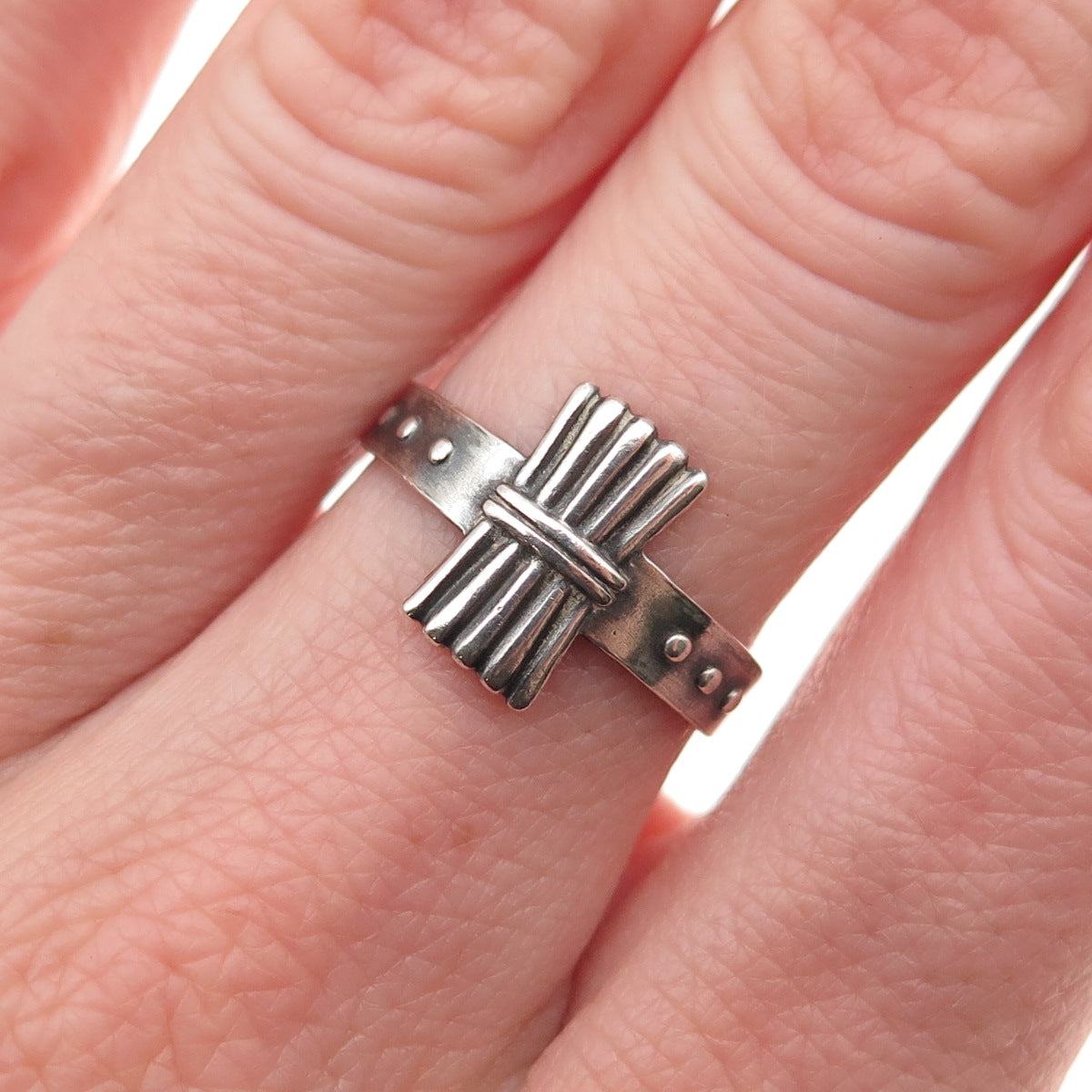 Wood Gatherer 925 Sterling Silver Vintage Campfire Girls Oxidized Ring Size 7