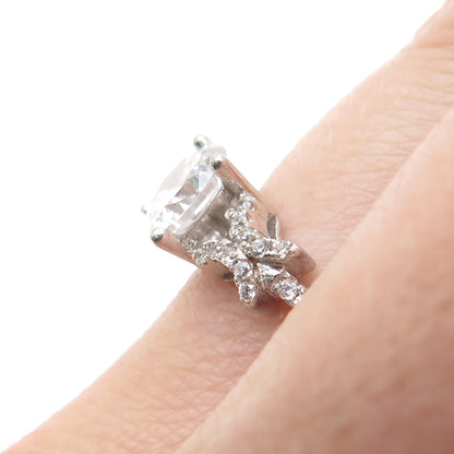 925 Sterling Silver Round-Cut C Z Engagement Ring Size 8