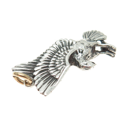 925 Sterling Silver Vintage Eagle Oxidized Pendant