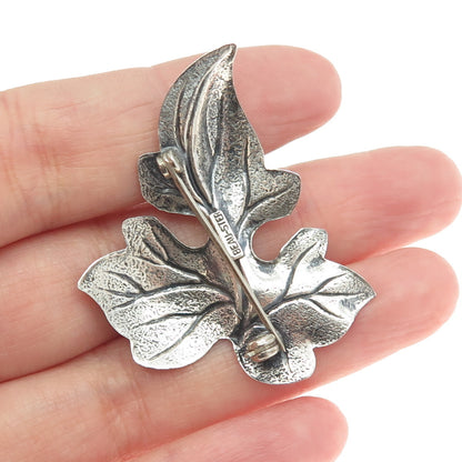 BEAU 925 Sterling Silver Vintage Leaf Pin Brooch