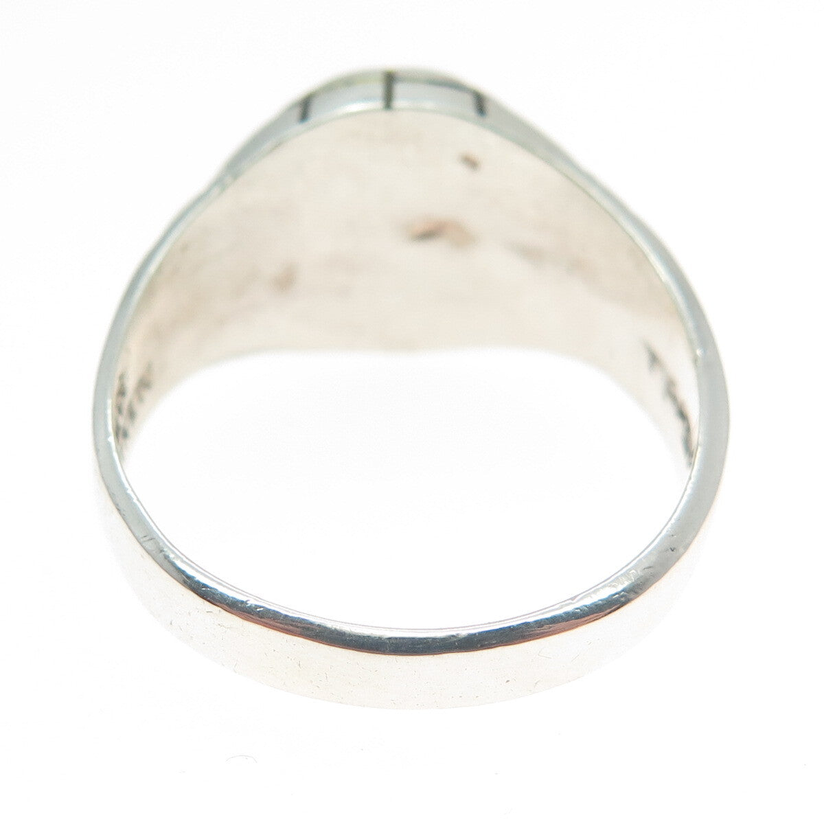 925 Sterling Silver Vintage Mexico Real Turquoise Spider Web Ring Size 12.25