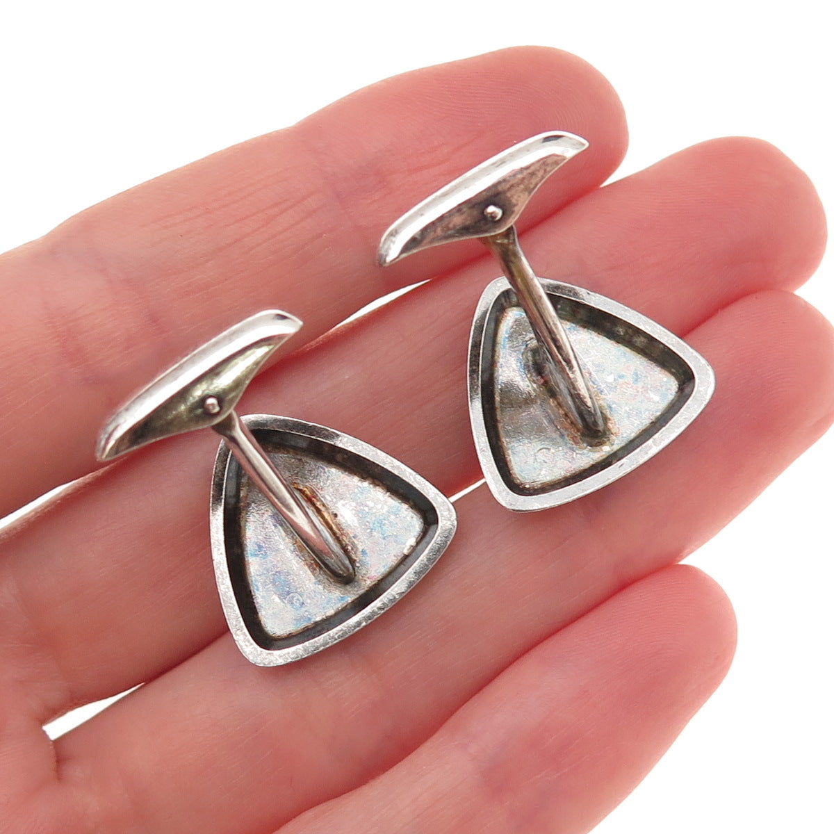 Kupittaan Kulta 925 Sterling Silver Vintage Finland Modernist Triangle Cufflinks
