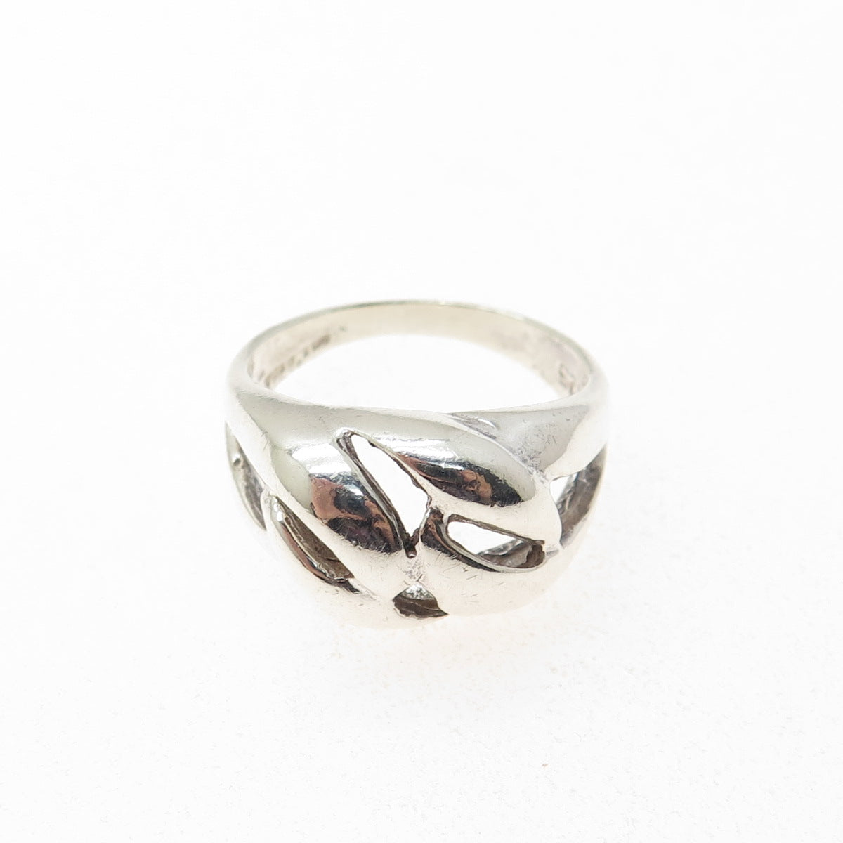 925 Sterling Silver Vintage Modernist Oxidized Ring Size 7.75
