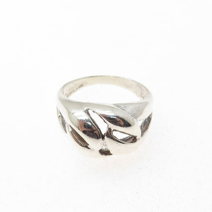 925 Sterling Silver Vintage Modernist Oxidized Ring Size 7.75