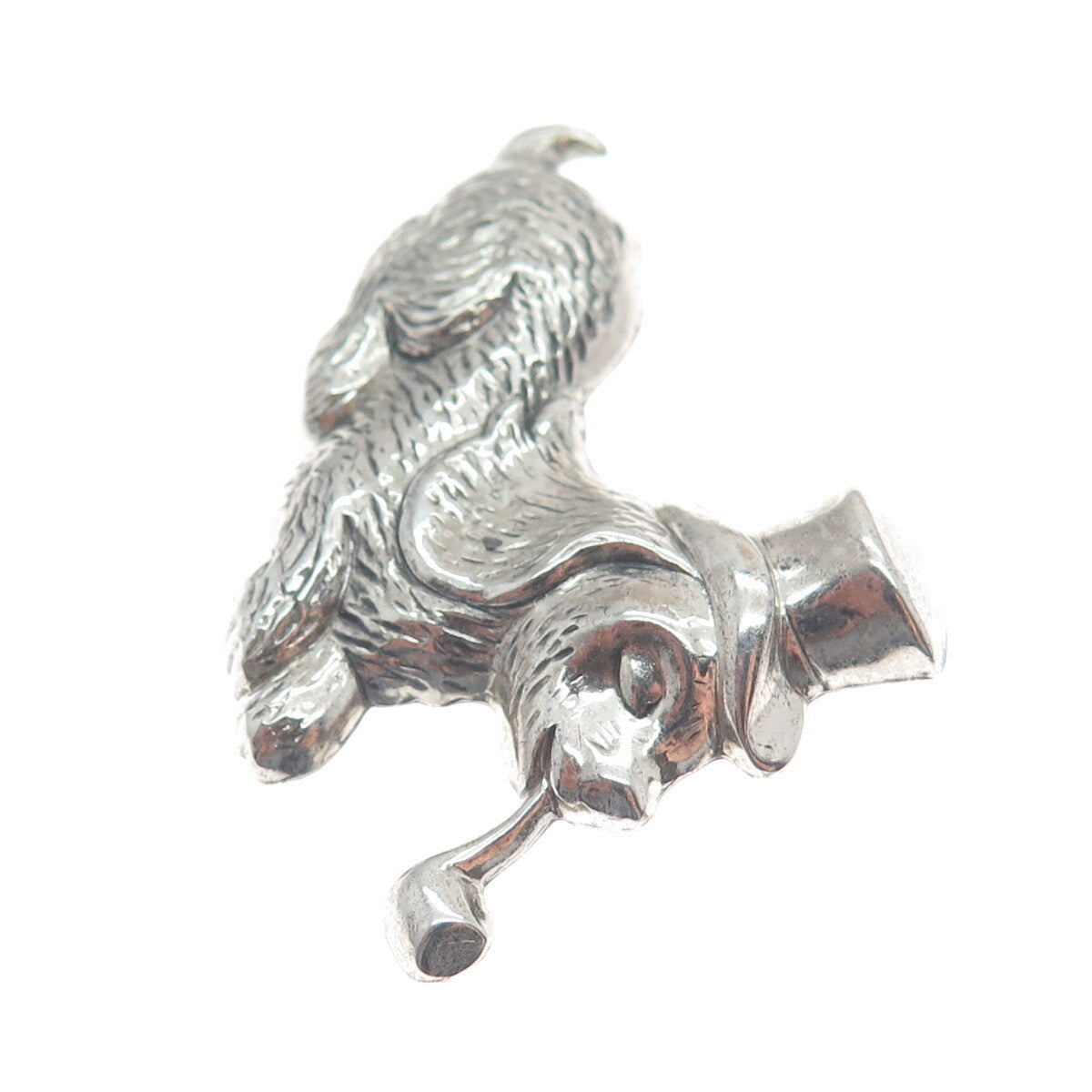 BEAU Sterling Silver Antique Art Deco Sherlock Holmes Dog Oxidized Pin Brooch