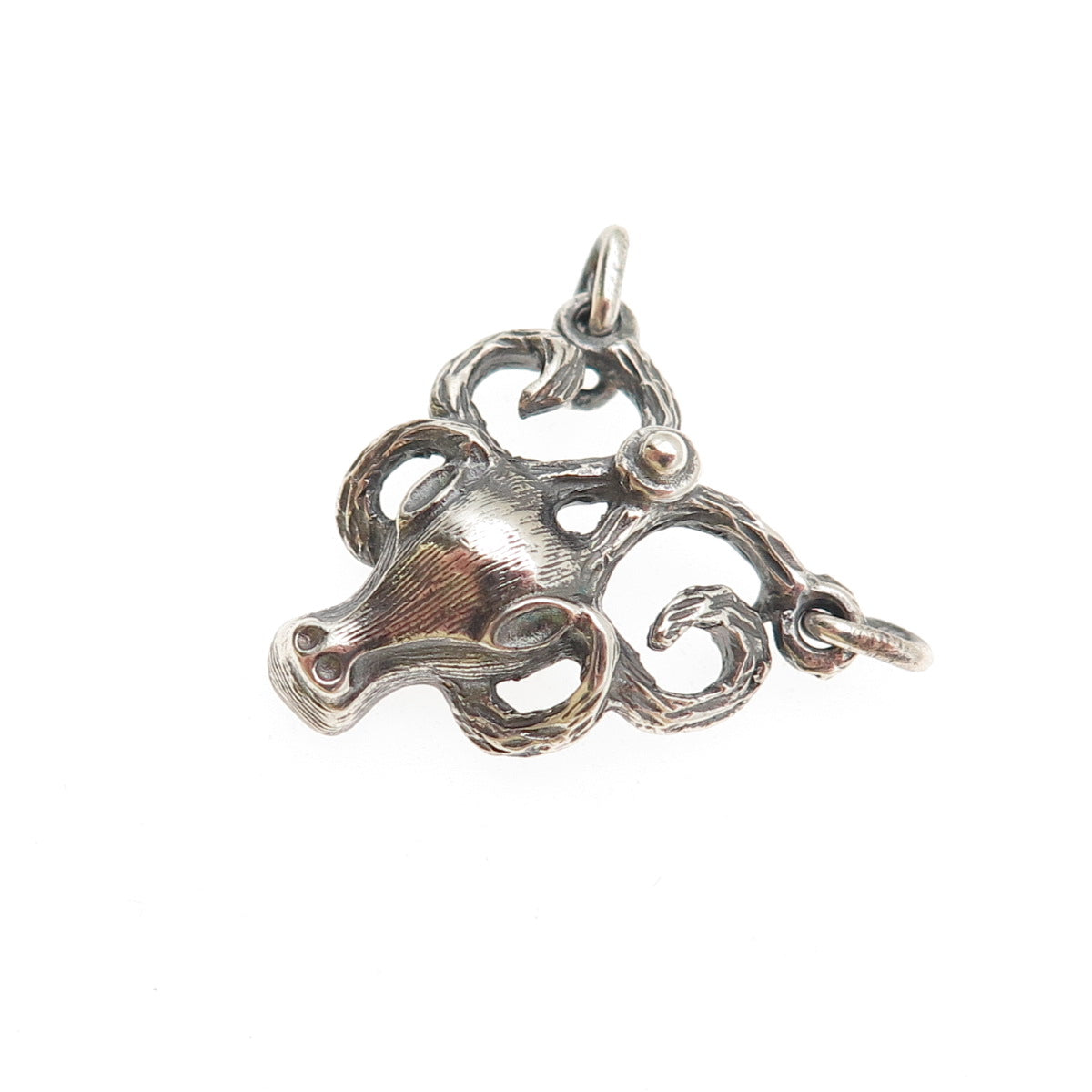 925 Sterling Silver Vintage Ram Oxidized Centerpiece Pendant