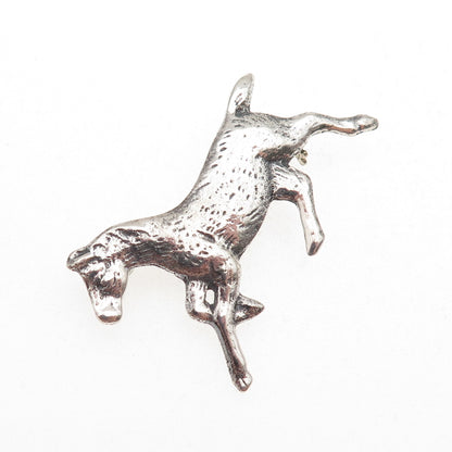 925 Sterling Silver Vintage Wild Horse Oxidized Pin Brooch