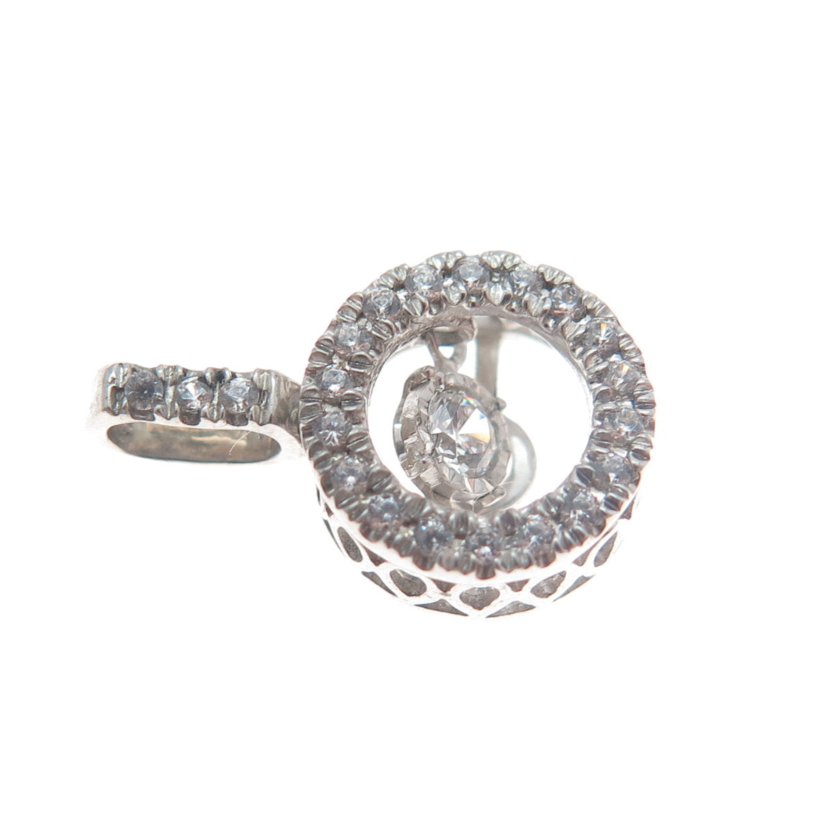 925 Sterling Silver Round-Cut Shaped C Z Sparkle Minimalist Pendant
