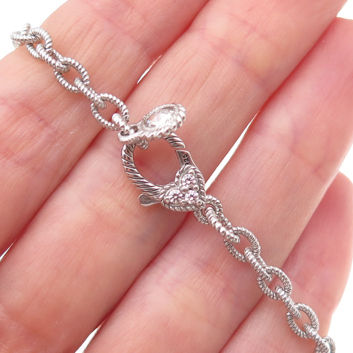 Judith Ripka 925 Sterling Silver Round-Cut C Z Chain Necklace 20"