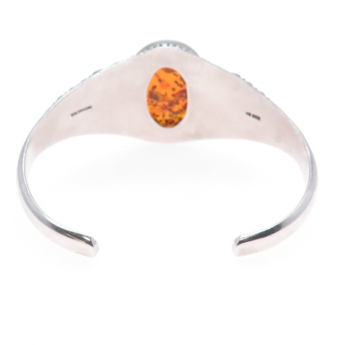 SUARTI BALI 925 Sterling Silver Vintage Real Amber Adjustable Bracelet 7.75"