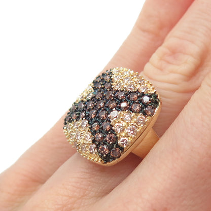 ROSS SIMONS Sterling Silver Gold Plated Cognac & Champagne C Z Ring Size 5.25
