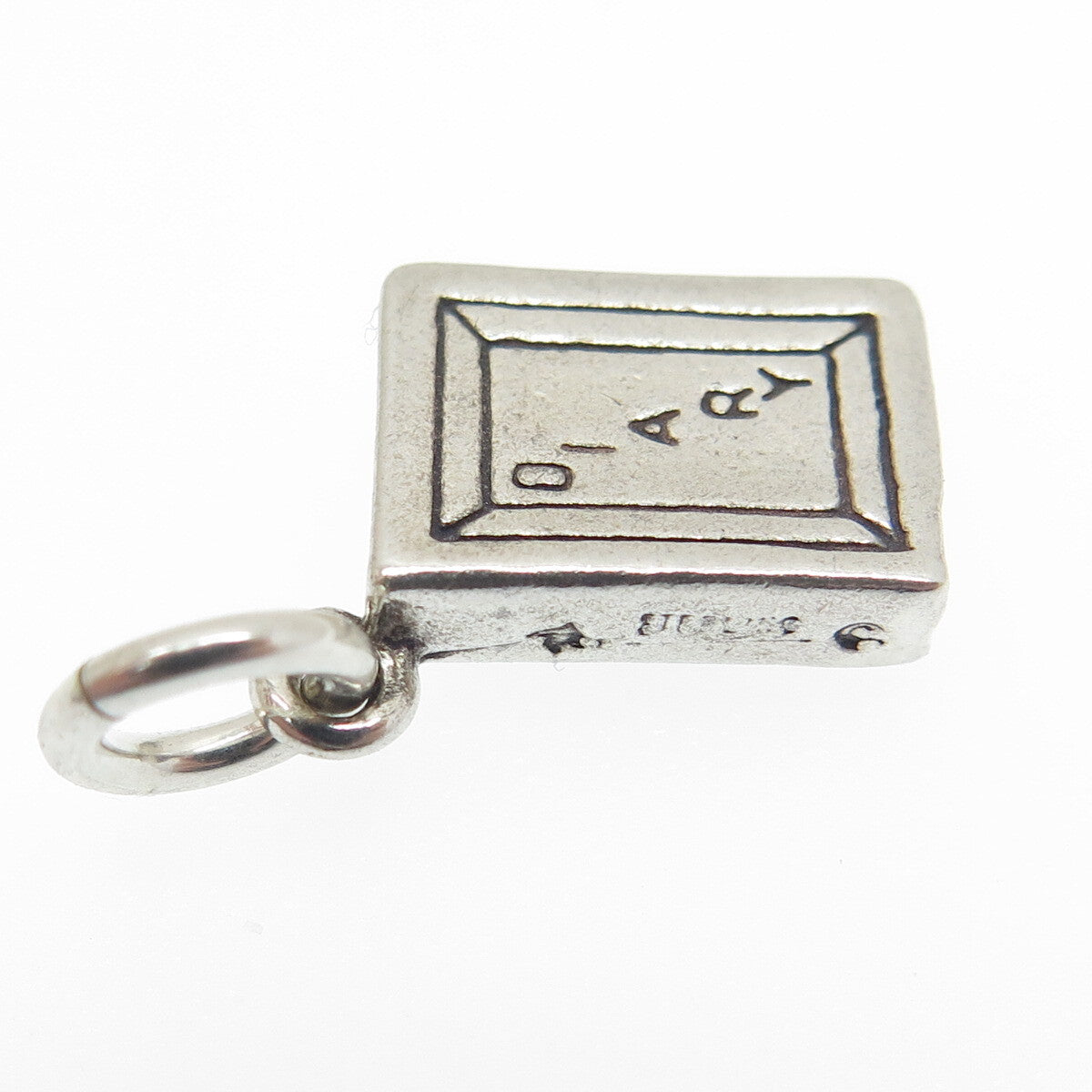 SUN WEST 925 Sterling Silver Vintage Diary Minimalist Charm Pendant
