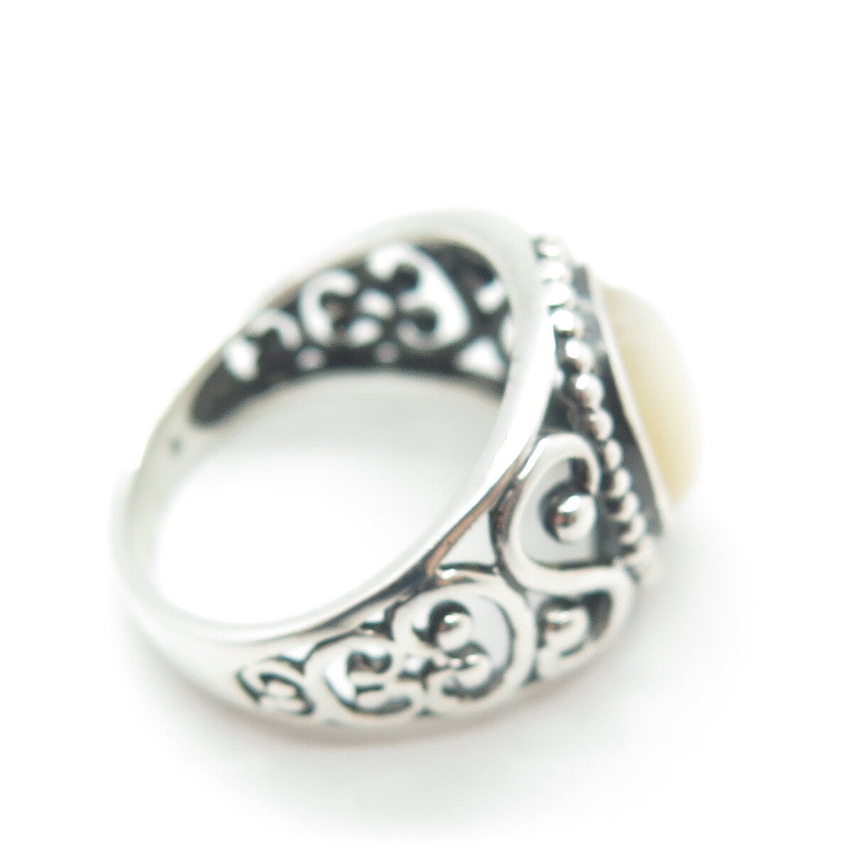 RJ GRAZIANO 925 Sterling Silver Vintage Mother-of-Pearl Swirl Ring Size 8.25