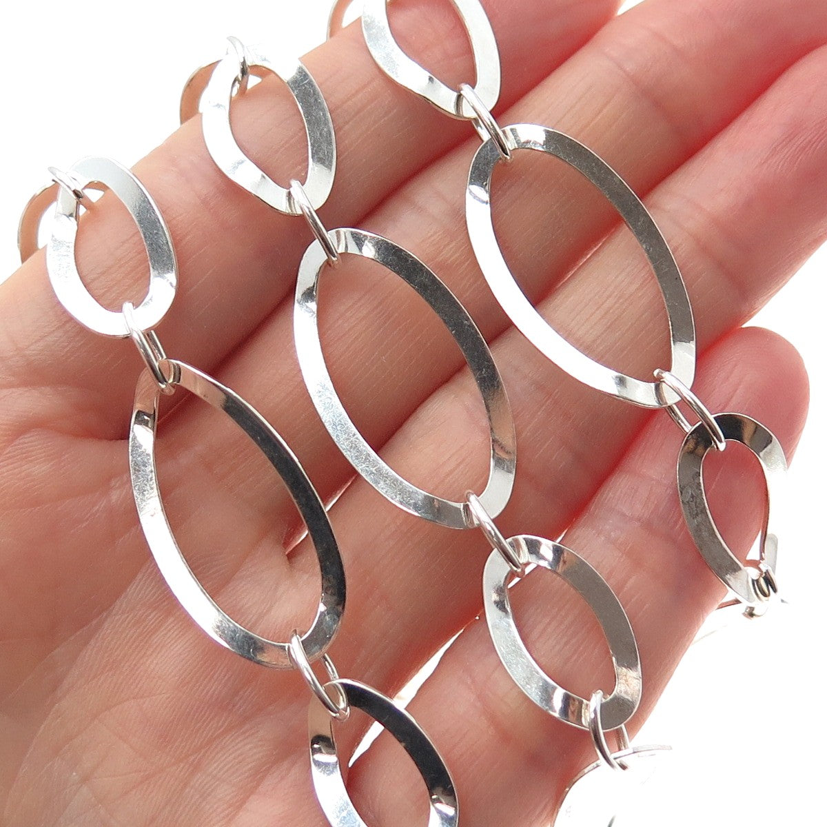 MILOR 925 Sterling Silver Vintage Italy Multi-Oval Chain Necklace 34"