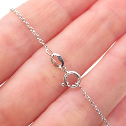 Sun 925 Sterling Silver Real Diamond Mom Heart Cable Chain Necklace 18"