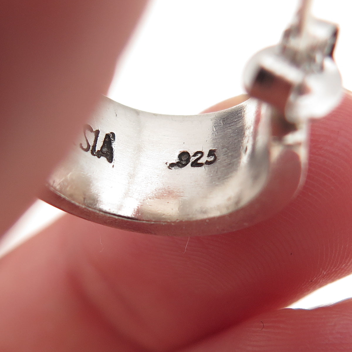 Lois Hill 925 Sterling Silver Vintage Signature Scroll Hoop Earrings