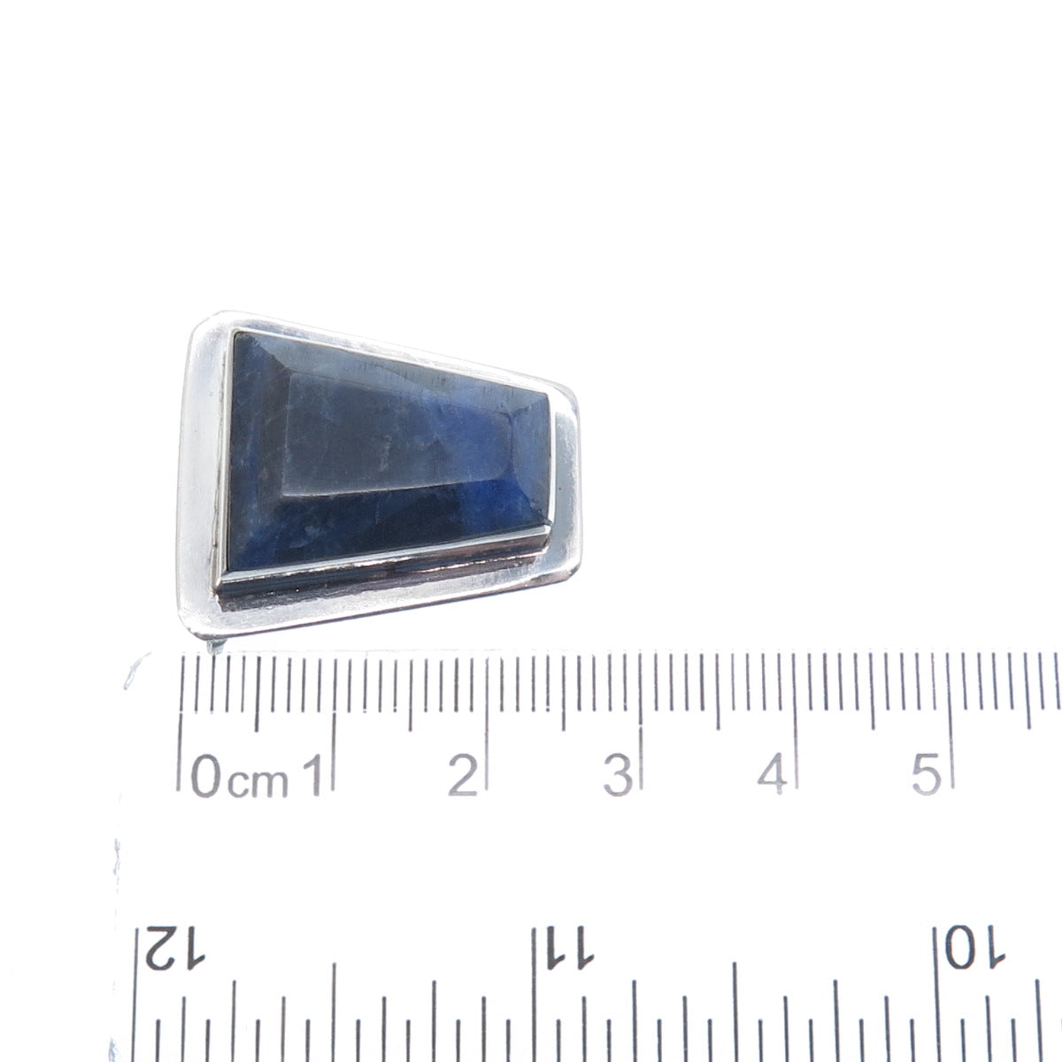 925 Sterling Silver Vintage Real Sodalite Modernist Slide Pendant