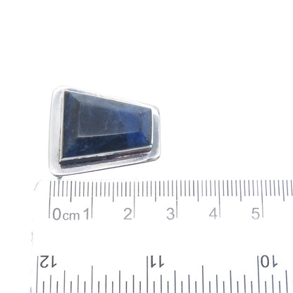 925 Sterling Silver Vintage Real Sodalite Modernist Slide Pendant