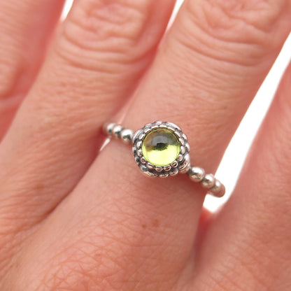 Pandora 925 Sterling Silver Real Peridot August Birthday Blooms Ring Size 6