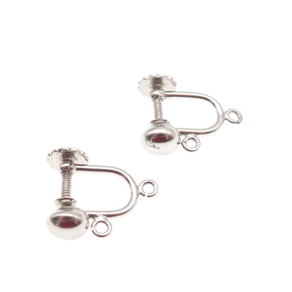 Simmons 925 Sterling Silver Vintage Charm Holder Screw Back Earrings