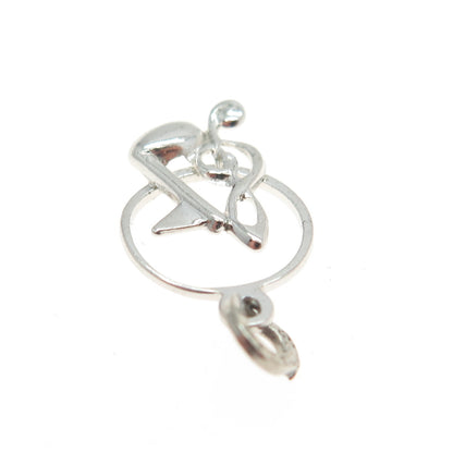 BEAU Sterling Silver Vintage Treble Clef & Eight Music Note Minimalist Pendant