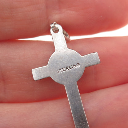 925 Sterling Antique Art Deco Real Marcasite Cross Pendant (missing 1 stone)