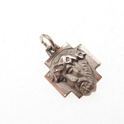 Chapel 925 Sterling Silver Vintage Jesus Cross Oxidized Charm Pendant