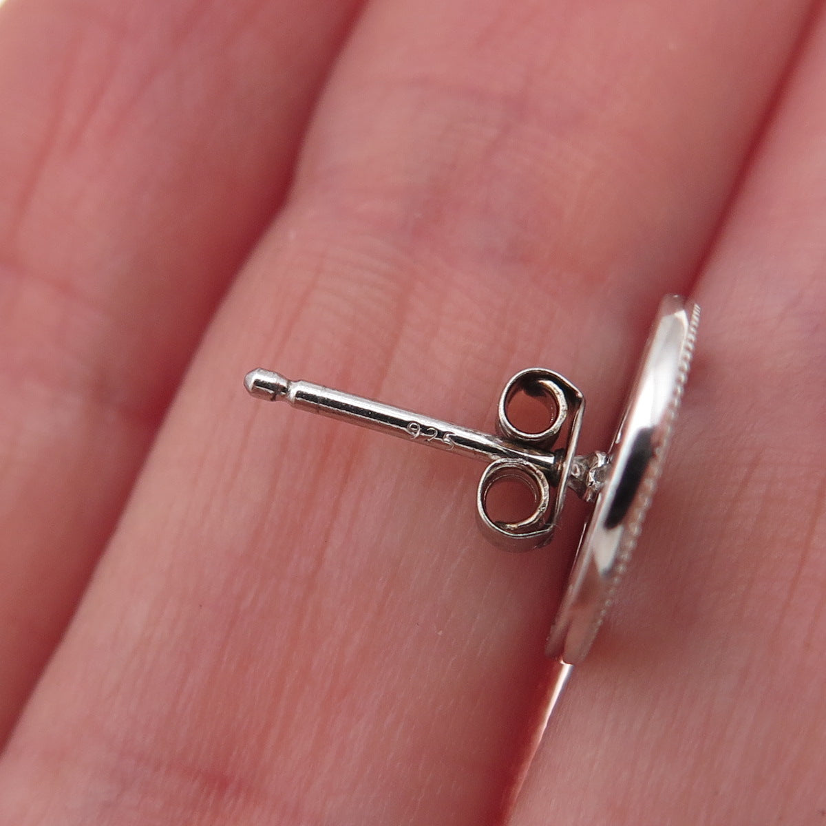 925 Sterling Silver Round-Cut C Z Peace Symbol Stud Earrings