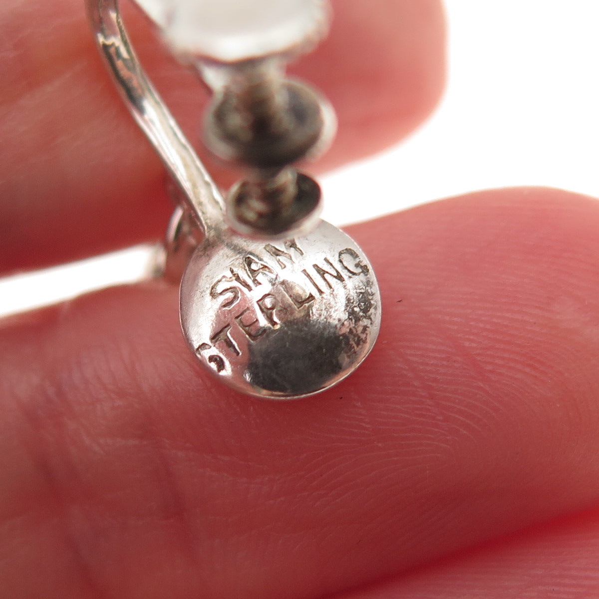 925 Sterling Silver Antique Art Deco Siam Hindu Goddess Bell Screw Back Earrings