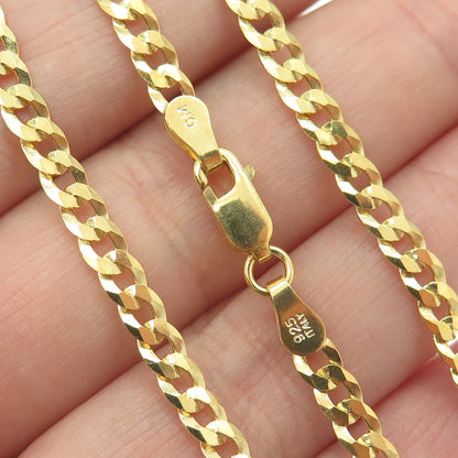 925 Sterling Silver Gold Plated Italy Curb Chain Necklace 20"