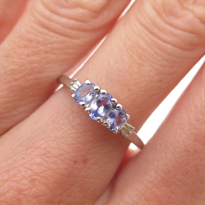 Chuck Clemency 925 Sterling Silver Real Oval-Cut Tanzanite Ring Size 7