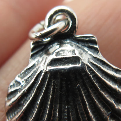 925 Sterling Silver Vintage Seashell Oxidized Charm Pendant