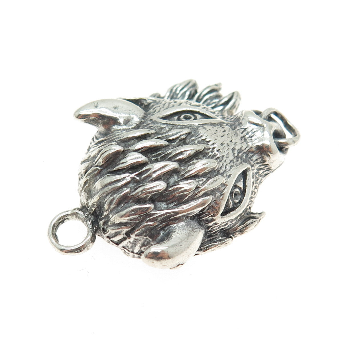 925 Sterling Silver Vintage Bull's Head Oxidized Pendant