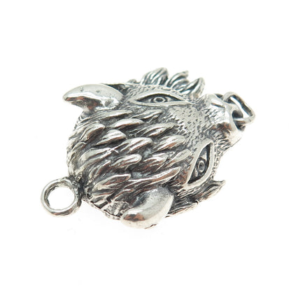 925 Sterling Silver Vintage Bull's Head Oxidized Pendant