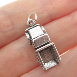 SUN WEST 925 Sterling Silver Vintage Dump Truck Minimalist 3D Charm Pendant