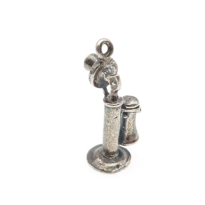 Maisels Indian Post 925 Sterling Vintage Retro Candlestick Phone Mini 3D Pendant