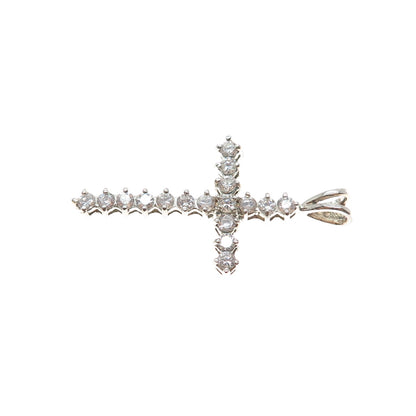 ROSS SIMONS 925 Sterling Silver Round-Cut C Z Cross Charm Pendant