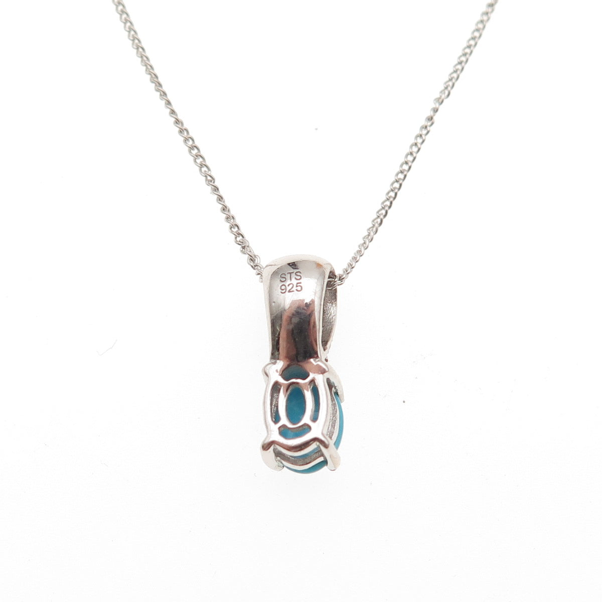 Chuck Clemency 925 Sterling Silver Real Turquoise & Black Spinel Necklace 20"