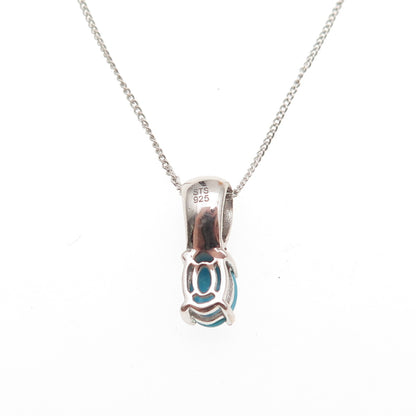 Chuck Clemency 925 Sterling Silver Real Turquoise & Black Spinel Necklace 20"