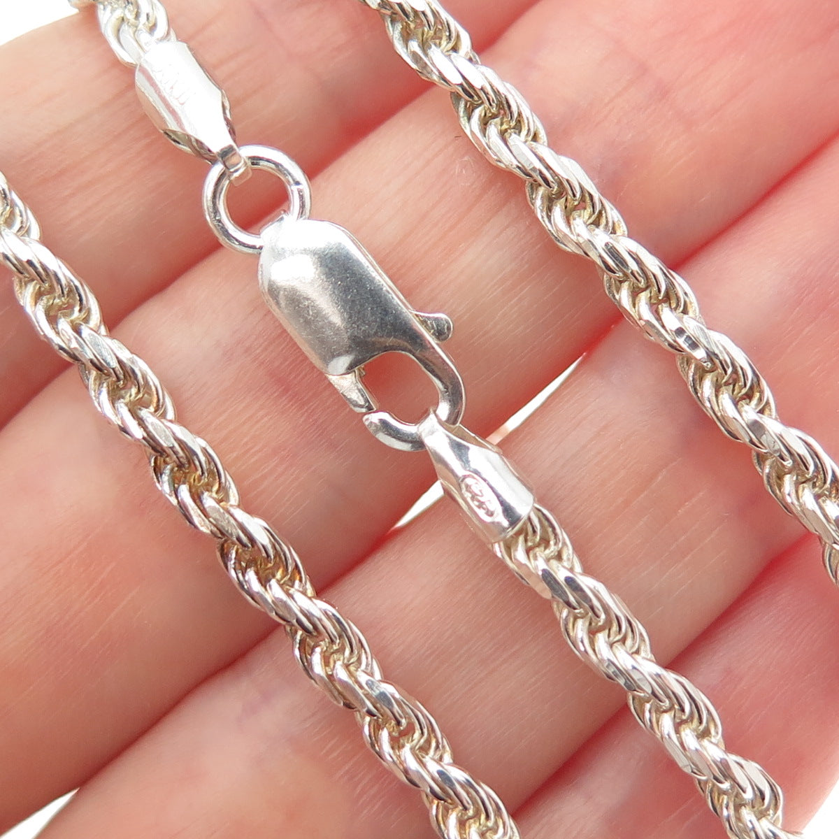 925 Sterling Silver Vintage Italy Twisted Rope Chain Necklace 18"